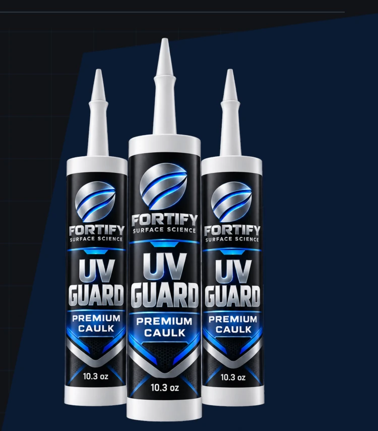 Three Fortify UV Guard Premium Caulk cartridges